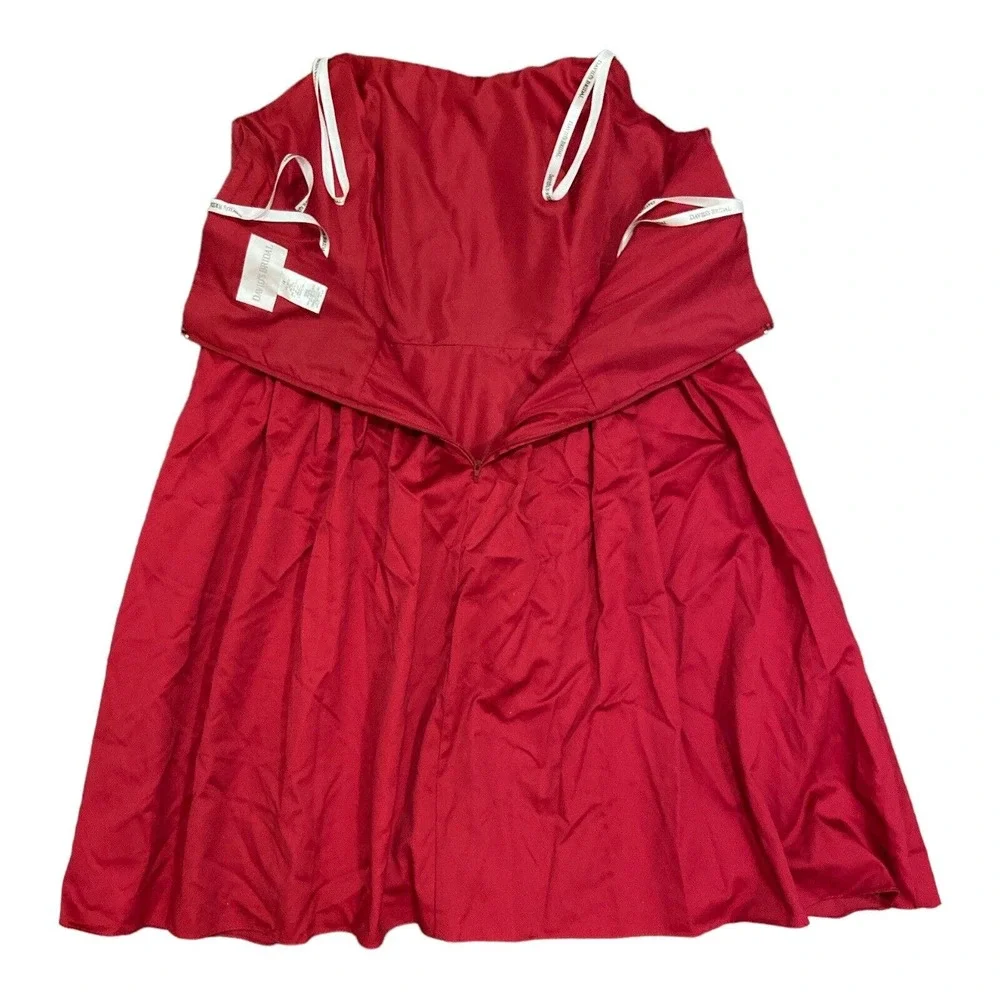 David's Bridal style 83312gx strapless knee length‎ bridesmaid Dress Red 18 Plus